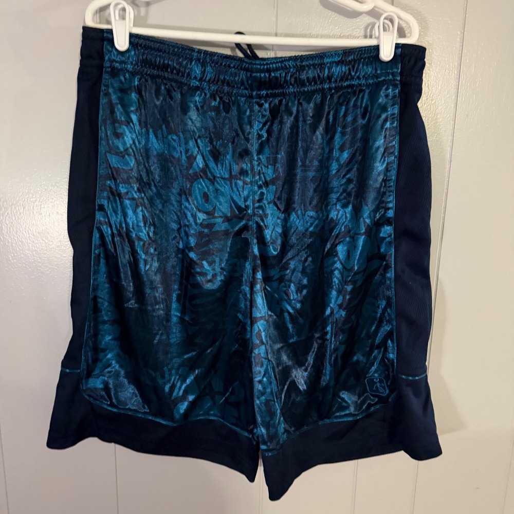 AND1 Basketball Shorts Mens XL Blue Navy Graphic Print Mesh Athletic